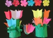 Florero de Tulipanes Reciclado con Tubos de papel higiénico